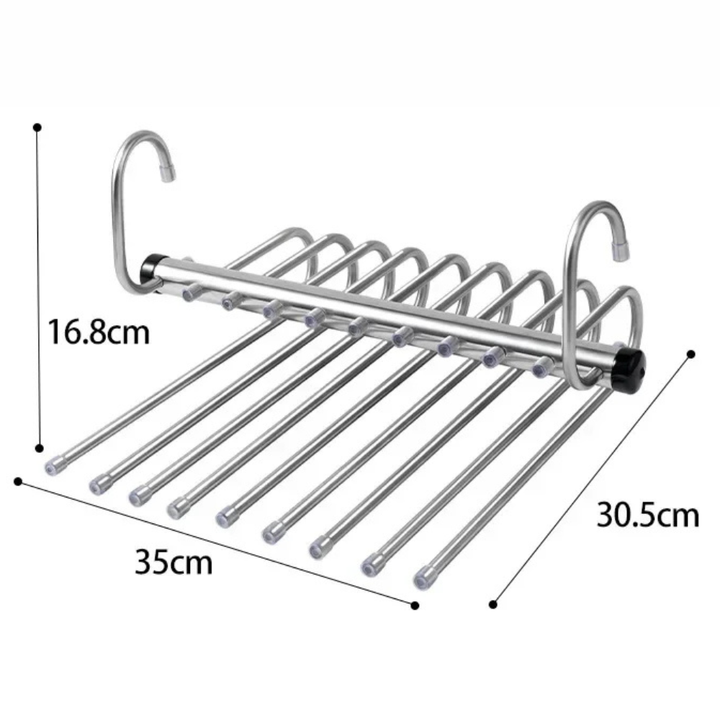 Multi-Bar Stainless Steel Pants Hanger with Dual-Mode Orientation