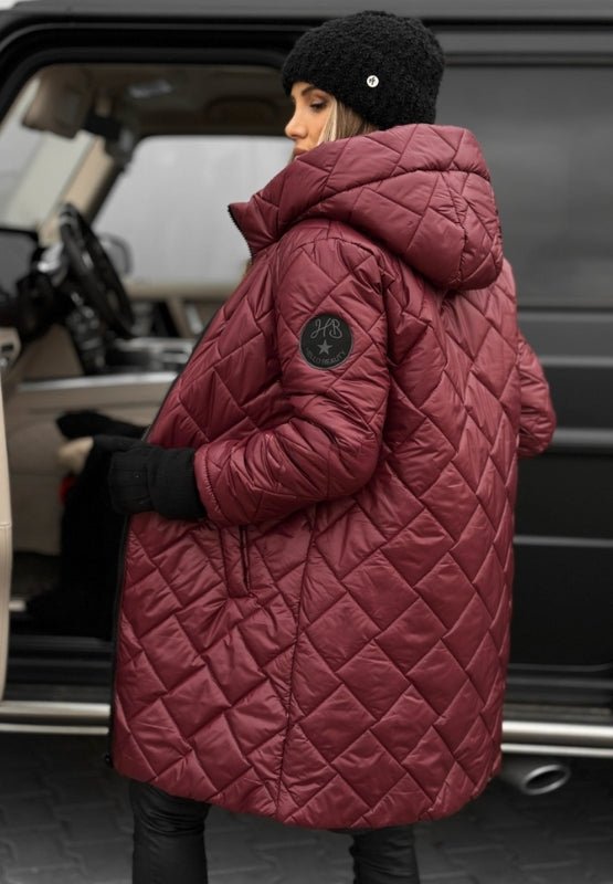 Diamond Quilted Hooded Jacket for Women