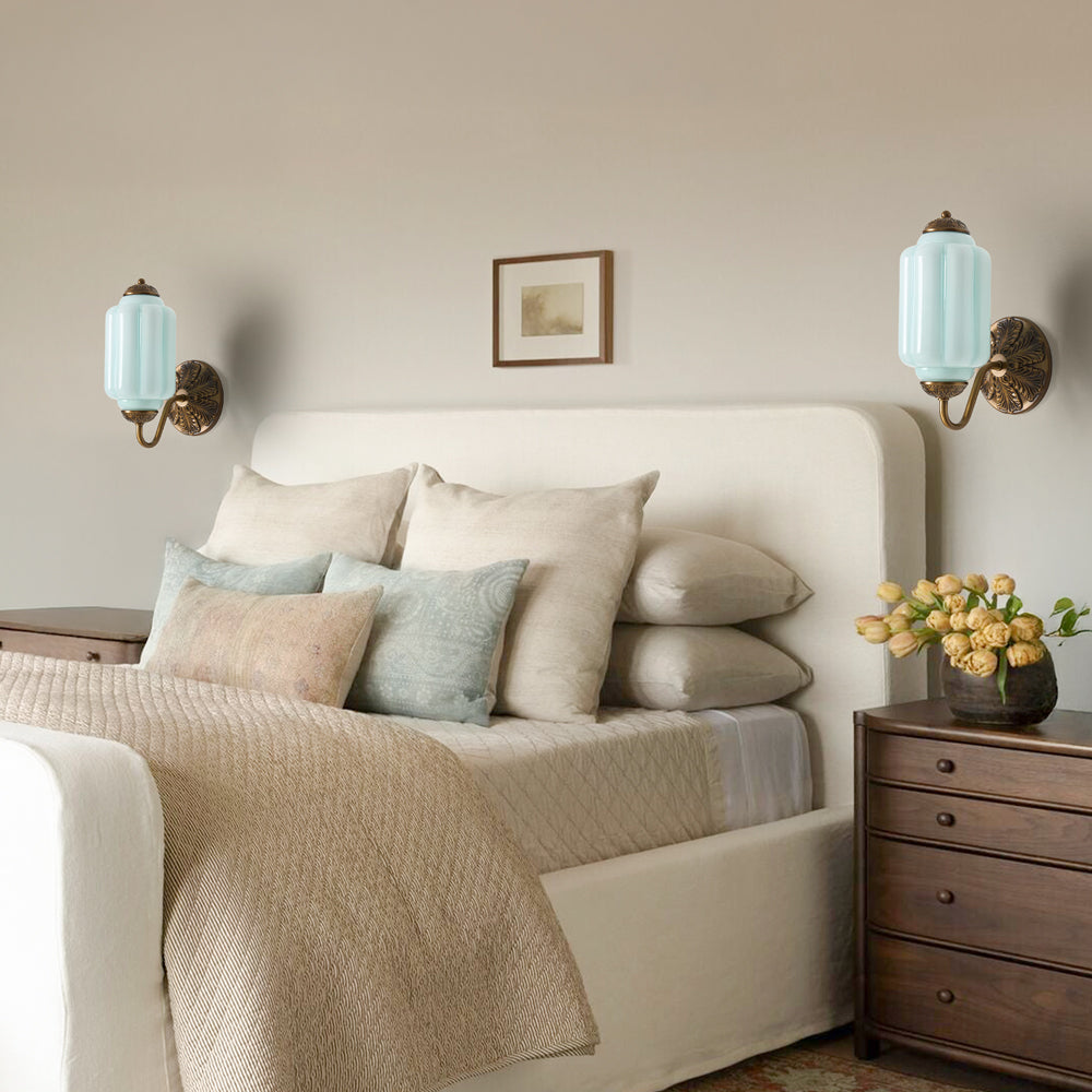 Lumi Vintage Milk Glass Oiled Brass Eloise Wall Lamp