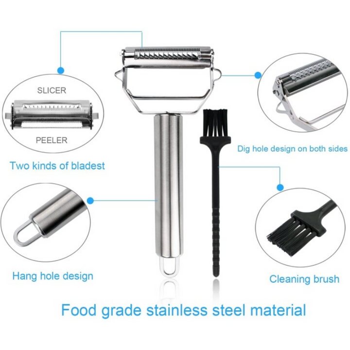 Dual-Blade Stainless Steel Vegetable Peeler and Julienne Cutter