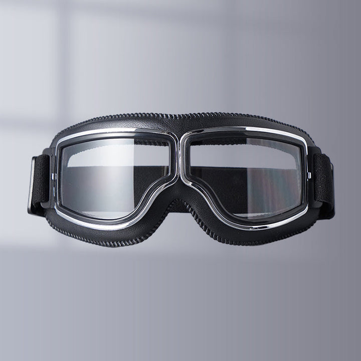 Retro Aviator Over-Glasses Motorcycle Goggles – Leather Foldable Design