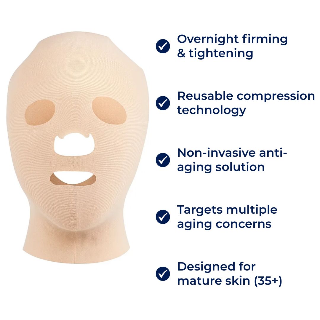 Overnight Compression Face Lift Mask – Reusable, Soft Ergonomic Fit for Mature Skin