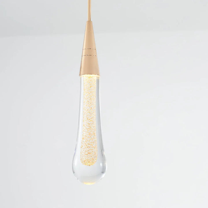 Droplet-Shaped Gold Pendant Light