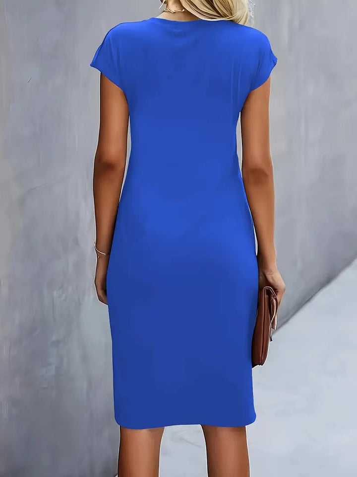 Midi Dress Women Round Neck Tailored Wedding Guest
