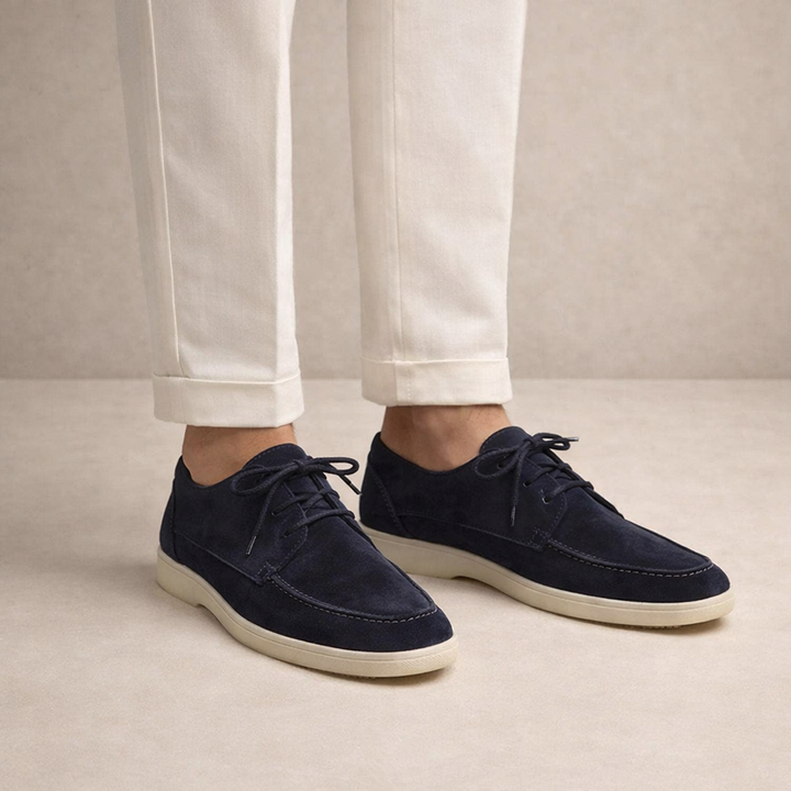 Men's Suede Loafers Regular Fit Leather Lace-Up Closed Toe