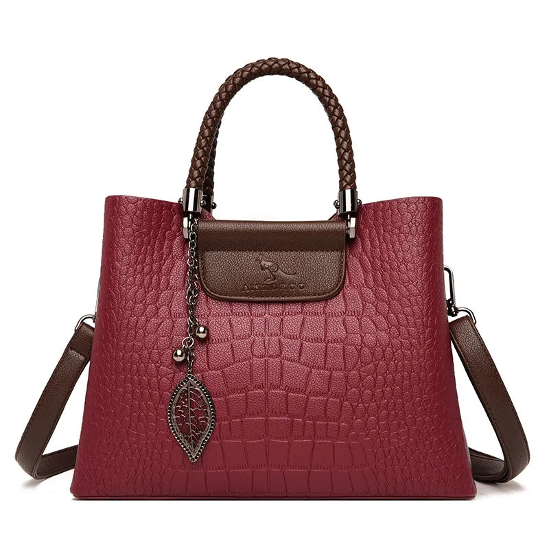 Lena – Croc Embossed Top Handle Bag, Shoulder Bag