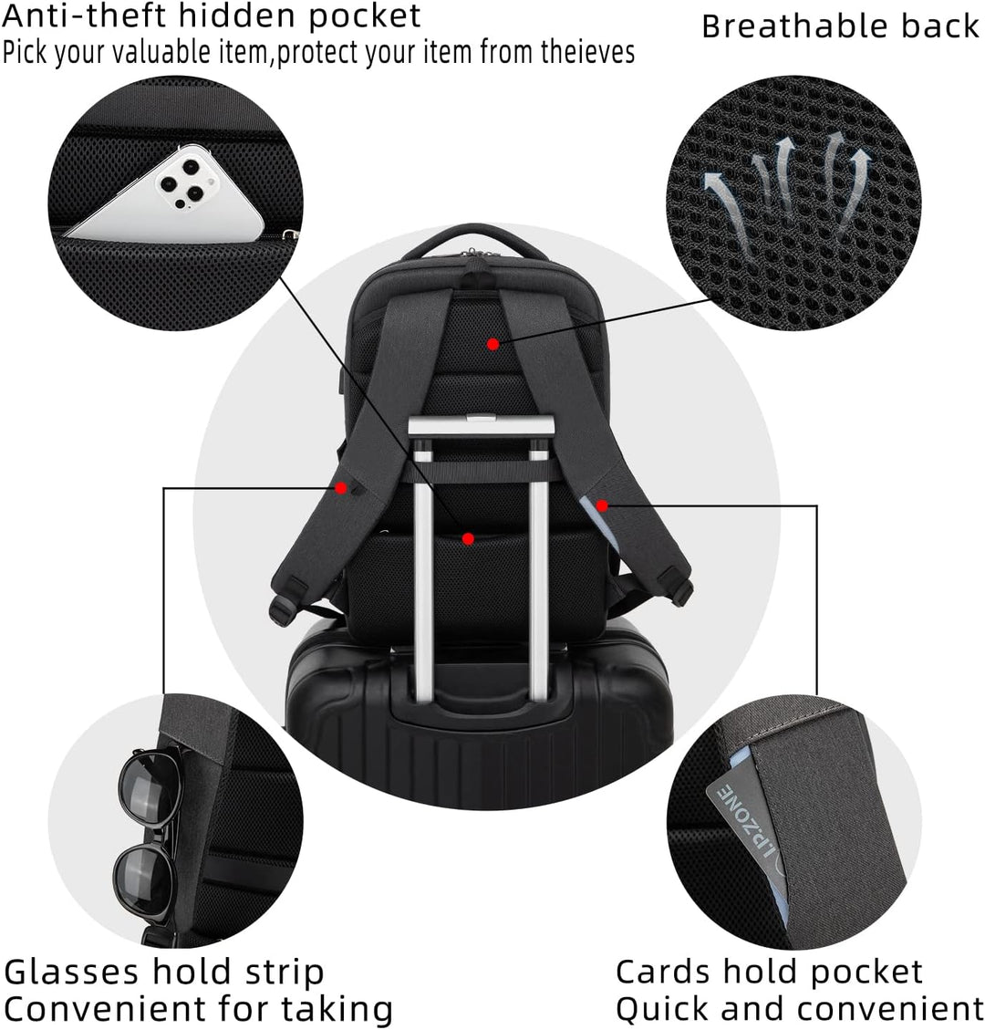 ProTravel Laptop Backpack with USB Port & Water-Resistant Storage
