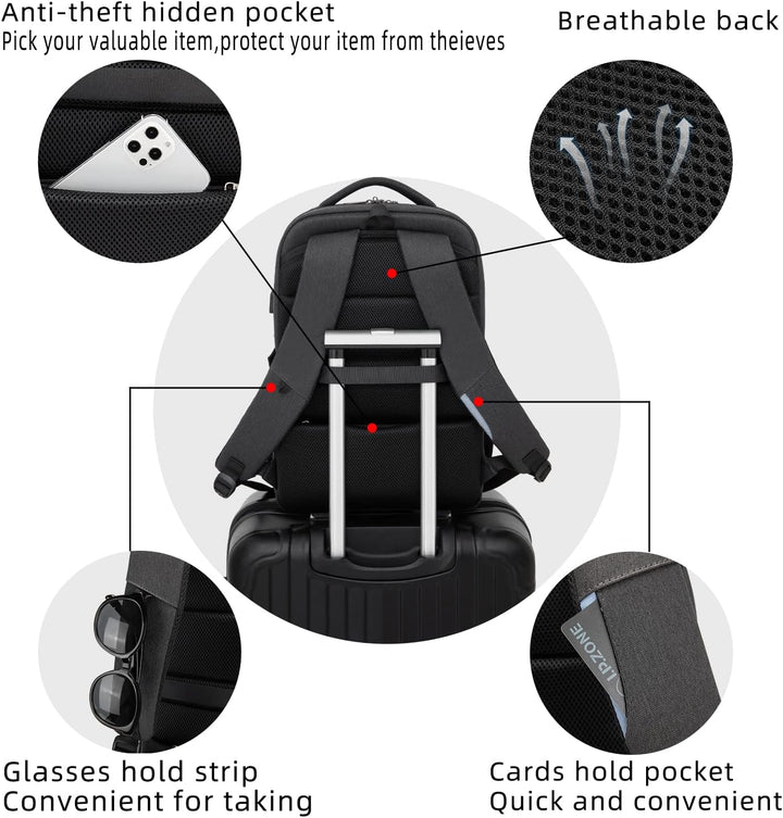 ProTravel Laptop Backpack with USB Port & Water-Resistant Storage