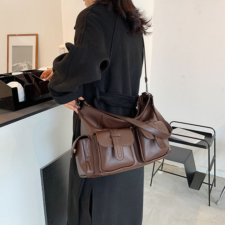 Maren – Large Vegan Cowhide Shoulder Bag, Multi-Pocket