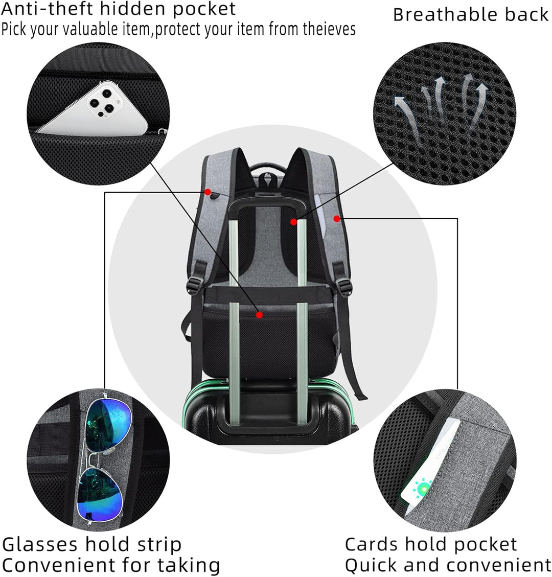 ProTravel Laptop Backpack with USB Port & Water-Resistant Storage