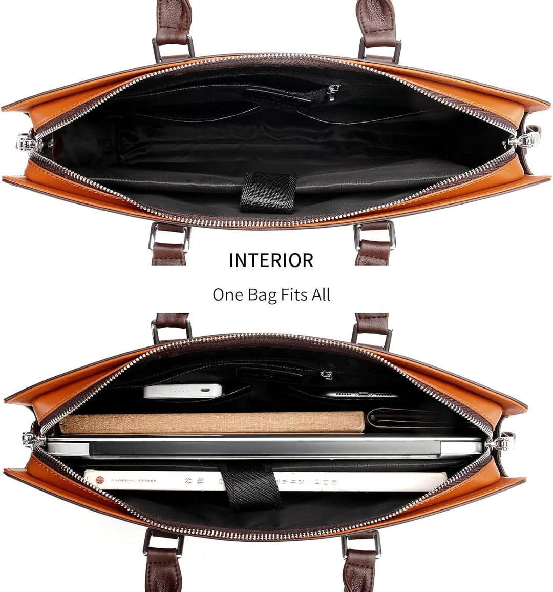 Professional Leather Laptop Briefcase with Multiple Compartments