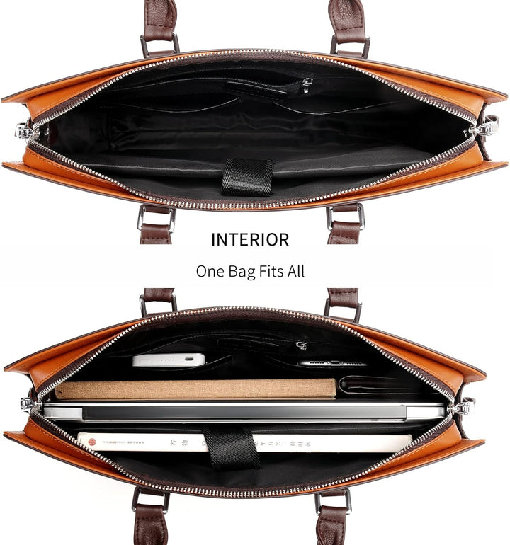 Professional Leather Laptop Briefcase with Multiple Compartments