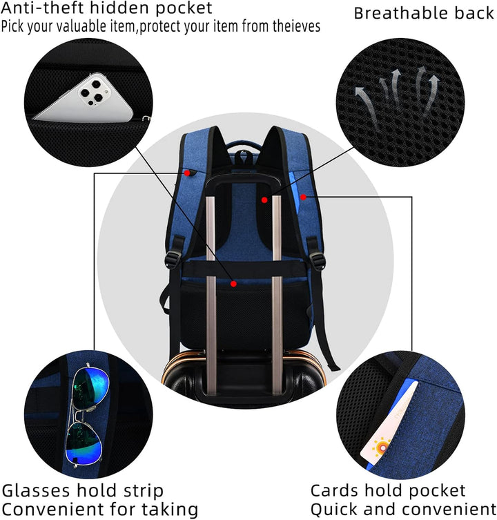 ProTravel Laptop Backpack with USB Port & Water-Resistant Storage
