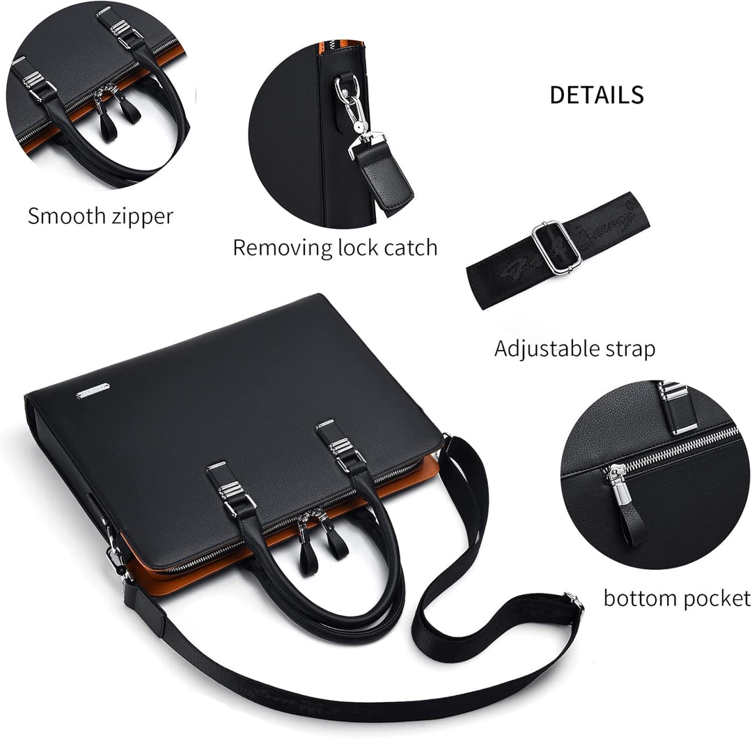 Professional Leather Laptop Briefcase with Multiple Compartments