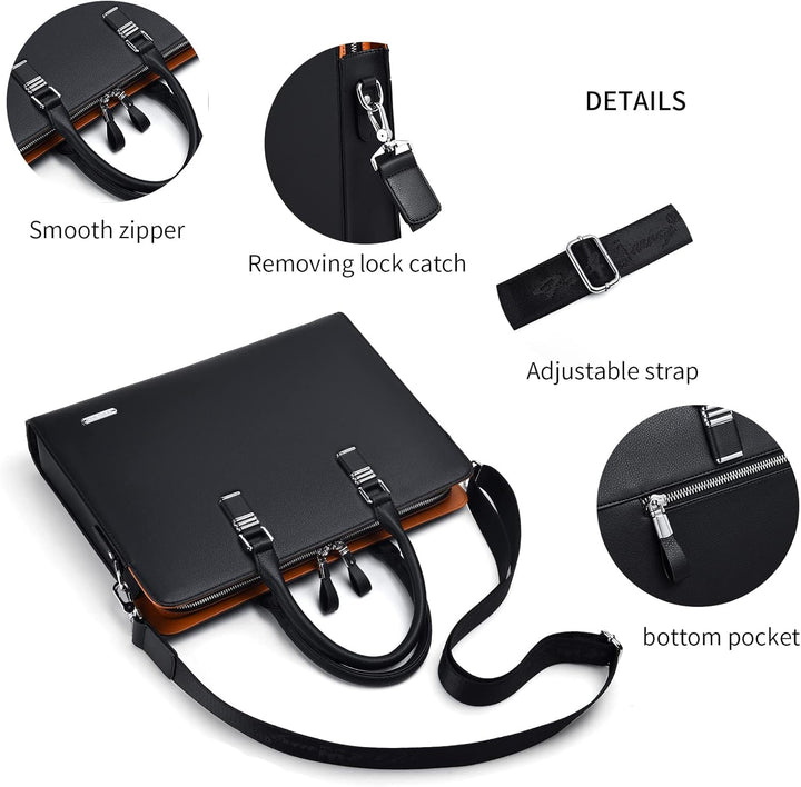 Professional Leather Laptop Briefcase with Multiple Compartments