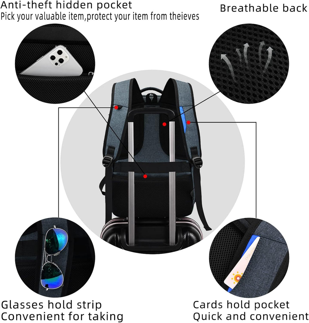 ProTravel Laptop Backpack with USB Port & Water-Resistant Storage