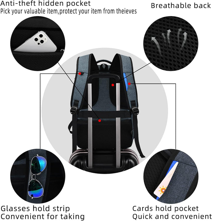 ProTravel Laptop Backpack with USB Port & Water-Resistant Storage