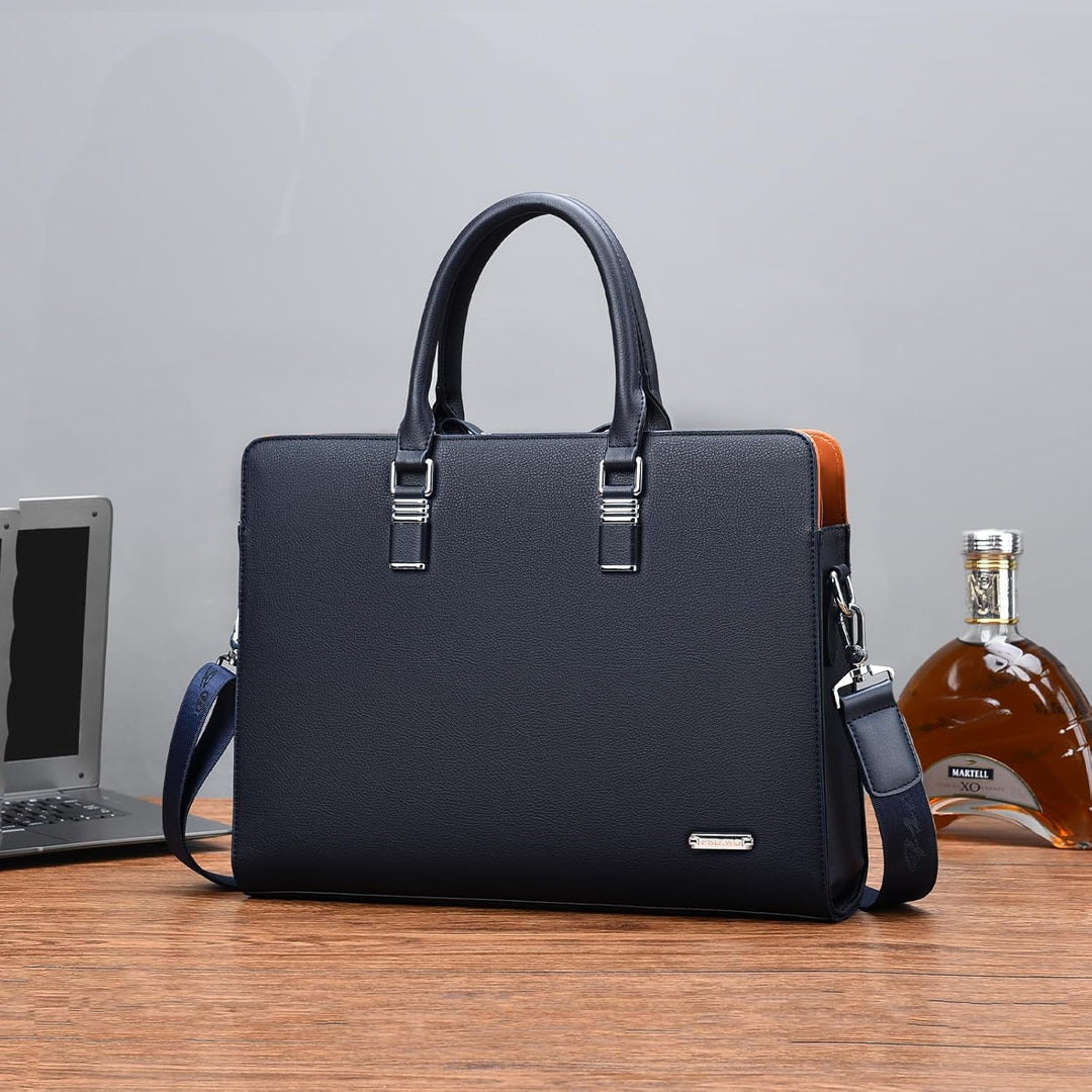 Professional Leather Laptop Briefcase with Multiple Compartments