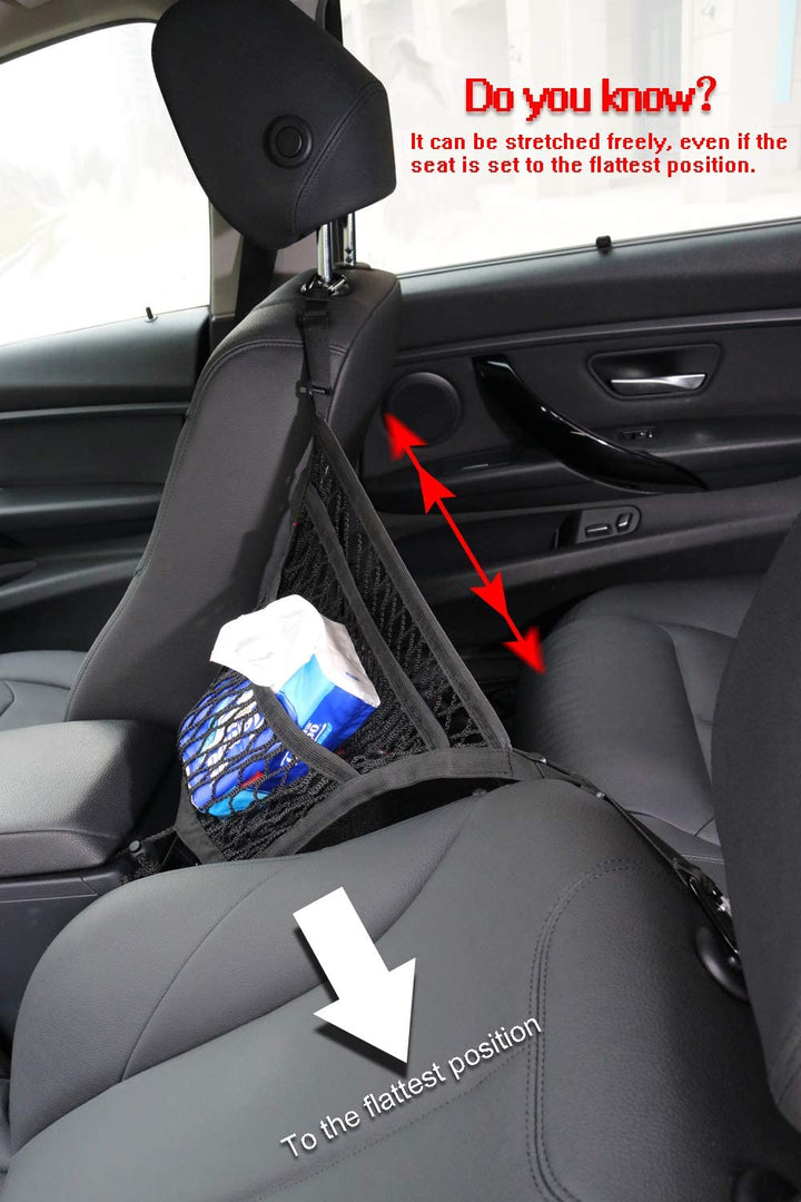 Dual-Pocket Car Seat Storage Organizer with Mesh Design