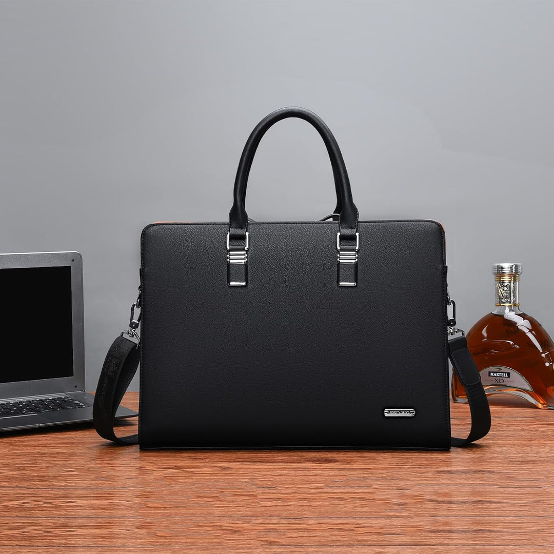Professional Leather Laptop Briefcase with Multiple Compartments