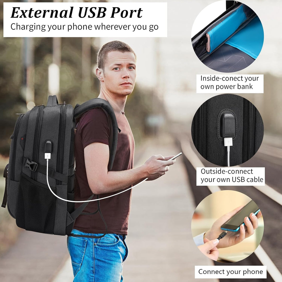 ProTravel Laptop Backpack with USB Port & Water-Resistant Storage