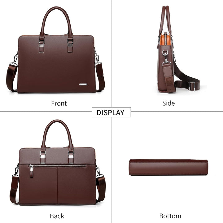 Professional Leather Laptop Briefcase with Multiple Compartments