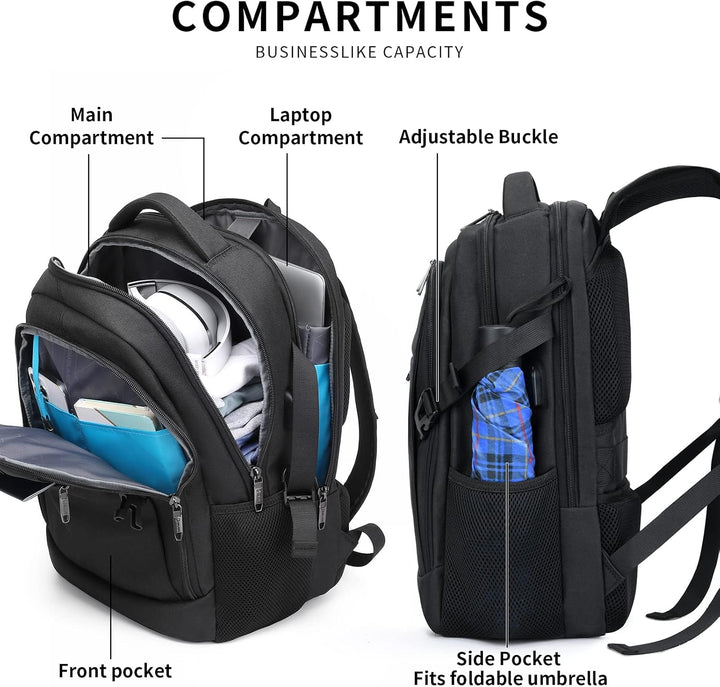 ProTravel Laptop Backpack with USB Port & Water-Resistant Storage