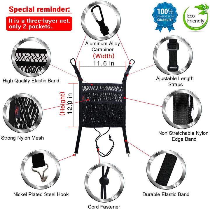 Dual-Pocket Car Seat Storage Organizer with Mesh Design