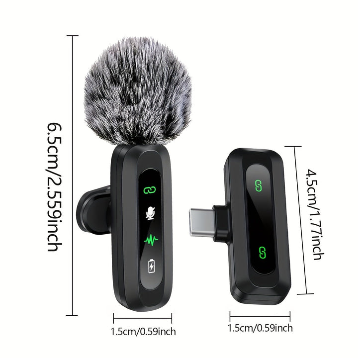 Wireless USB-C Clip Microphone for Smartphones, Tablets & Cameras