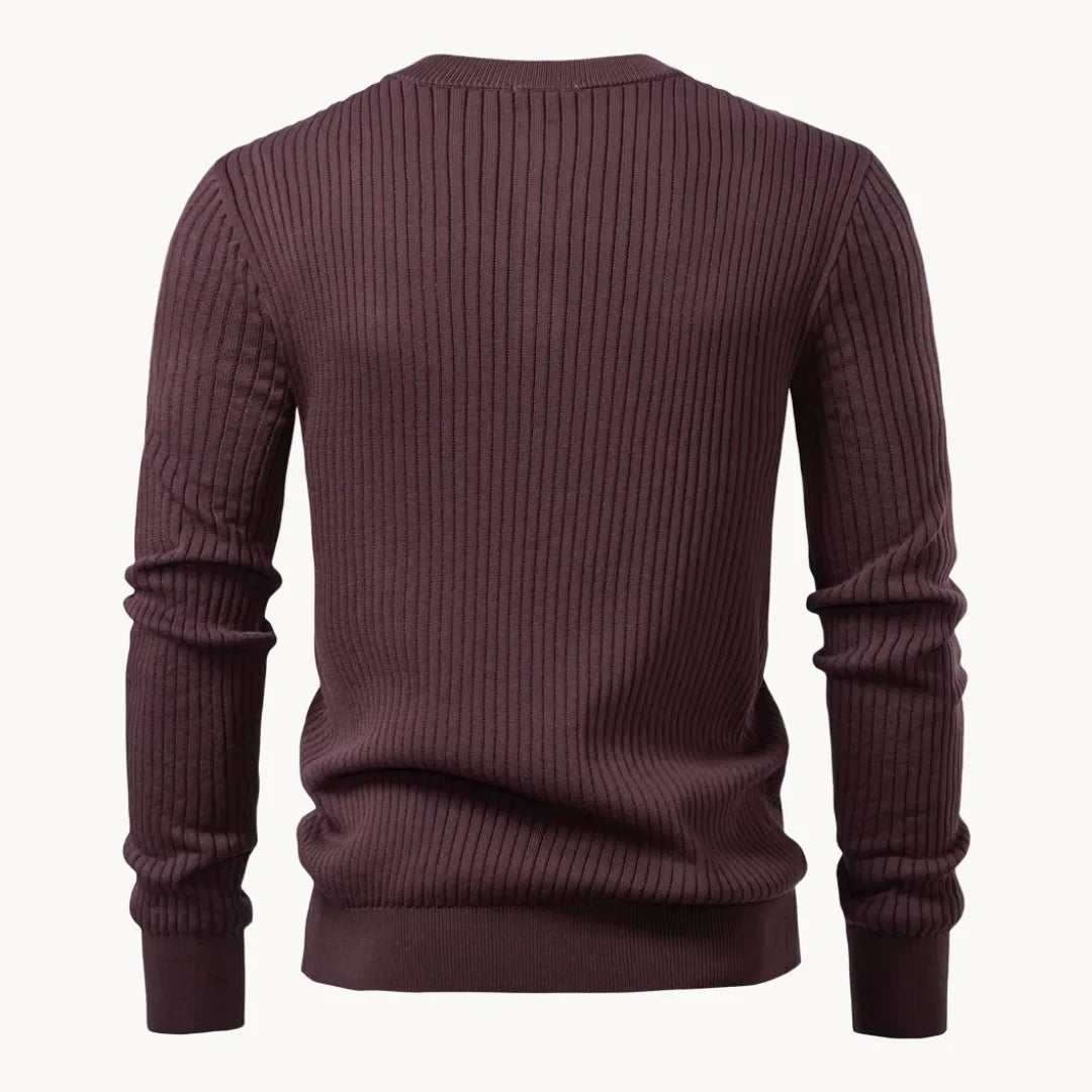 Men's Sweater with Round Neck and Button Closure for Daily Use