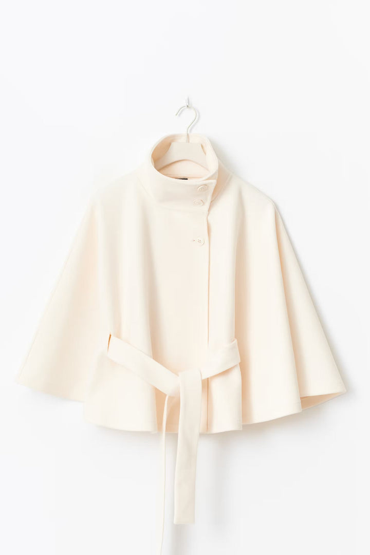 Cape Jas Dames Regular Fit High Collar Bow Belt Winter
