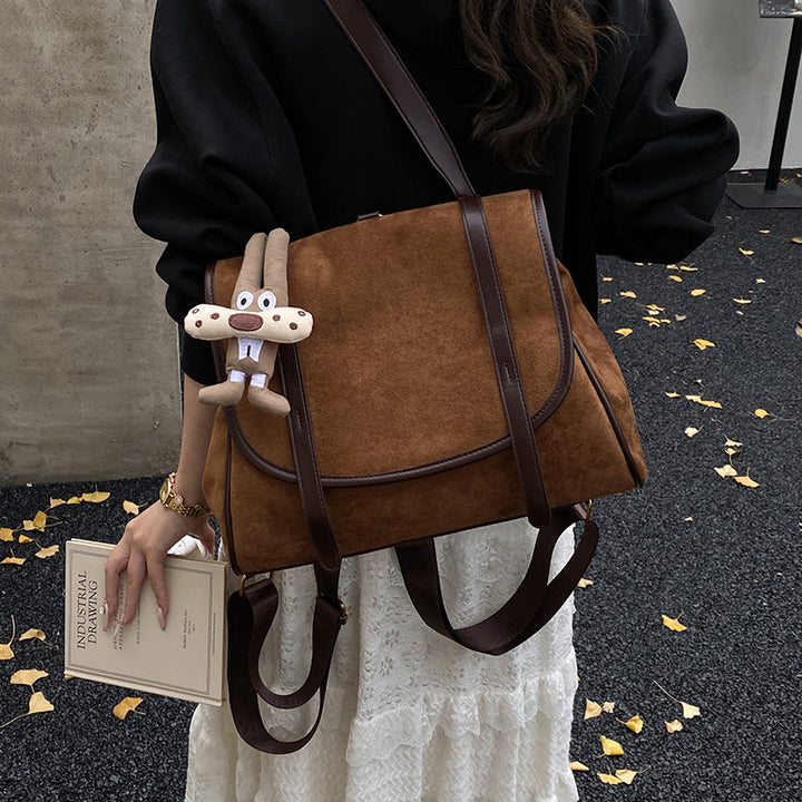 Harlo – Large PU Suede Flap Backpack for Women