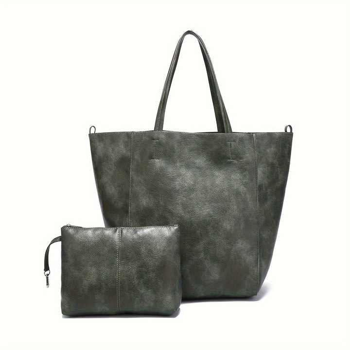 Haven – Large Vegan Cowhide Tote Bag with Pouch