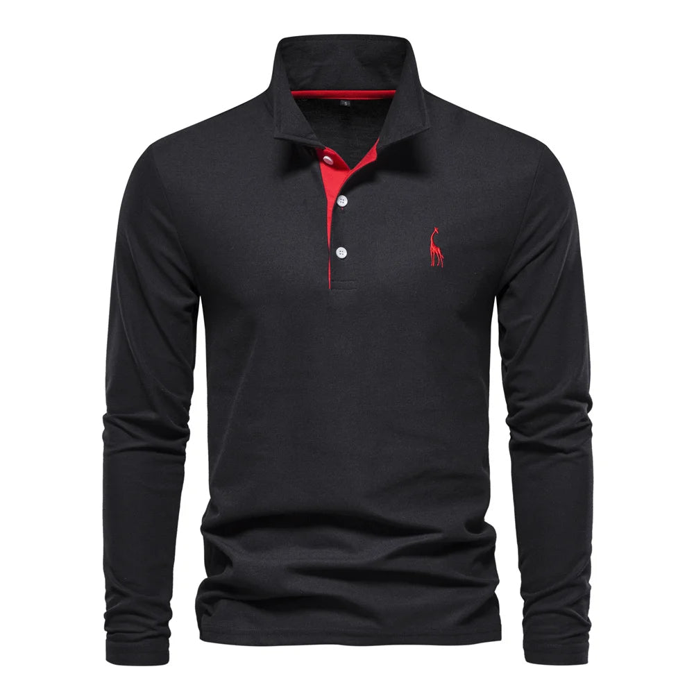 Men's Polo Shirt Button Neck Casual