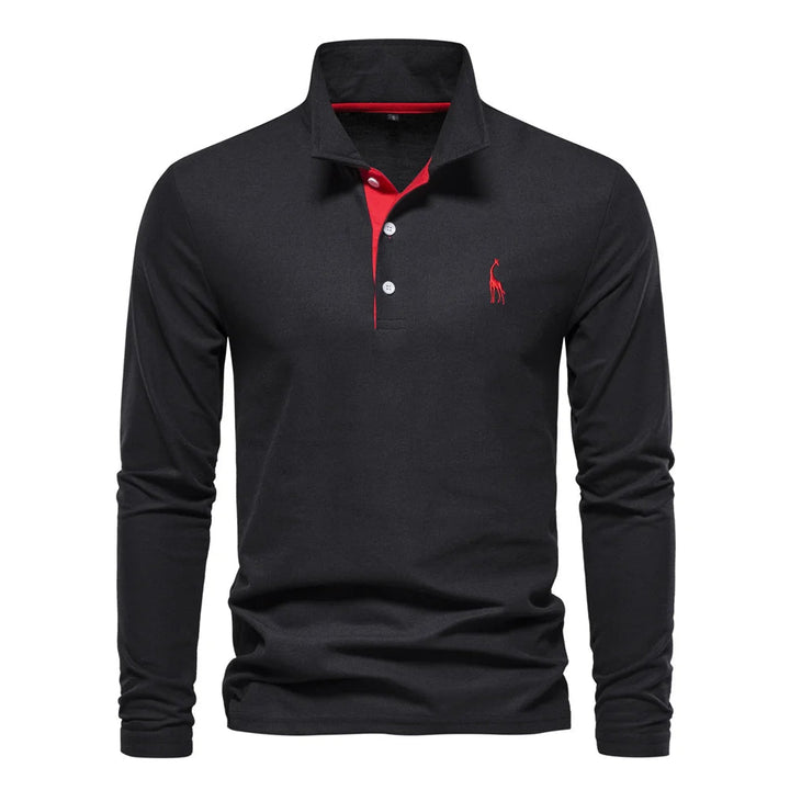 Men's Polo Shirt Button Neck Casual