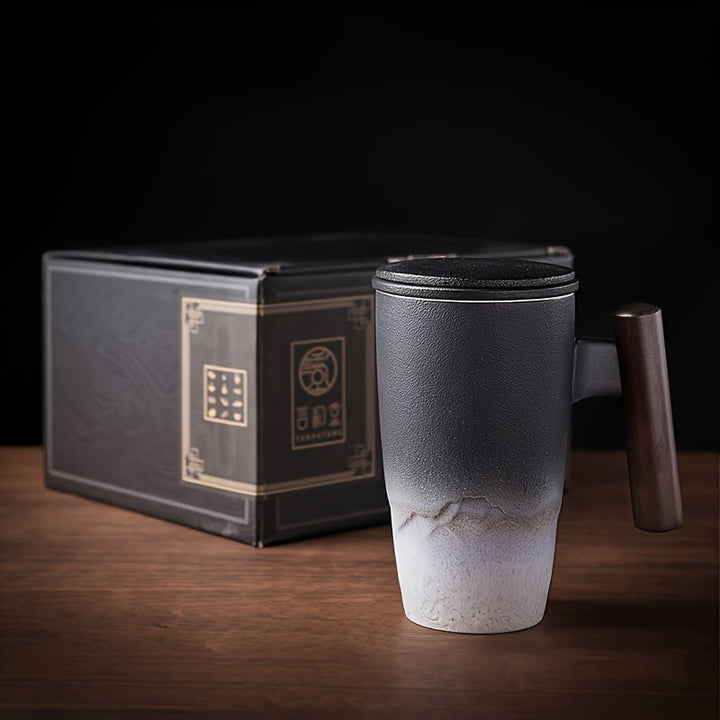 Handmade Ceramic Tea Mug with Strainer – Authentic Design and Practical Use