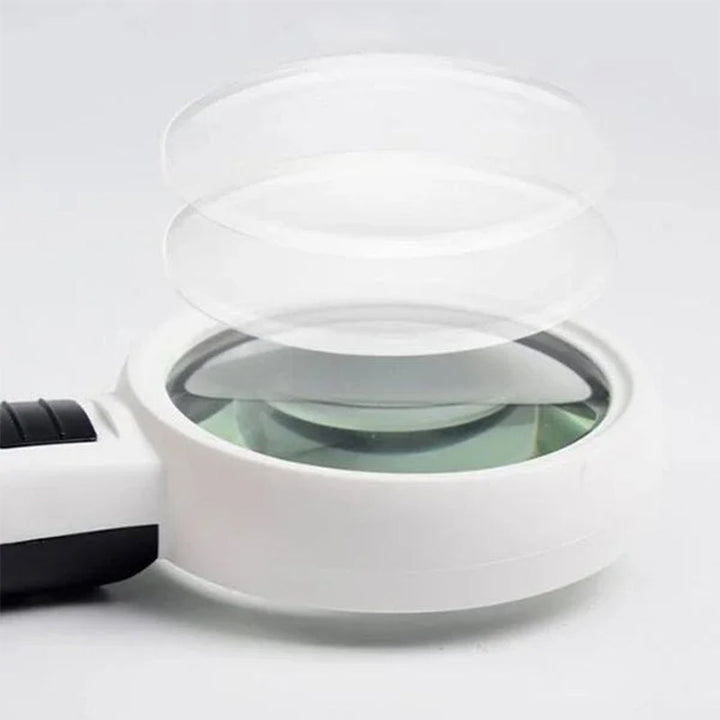Premium LED Reading Magnifier with 30x Optical Zoom and Polished Glass Lens