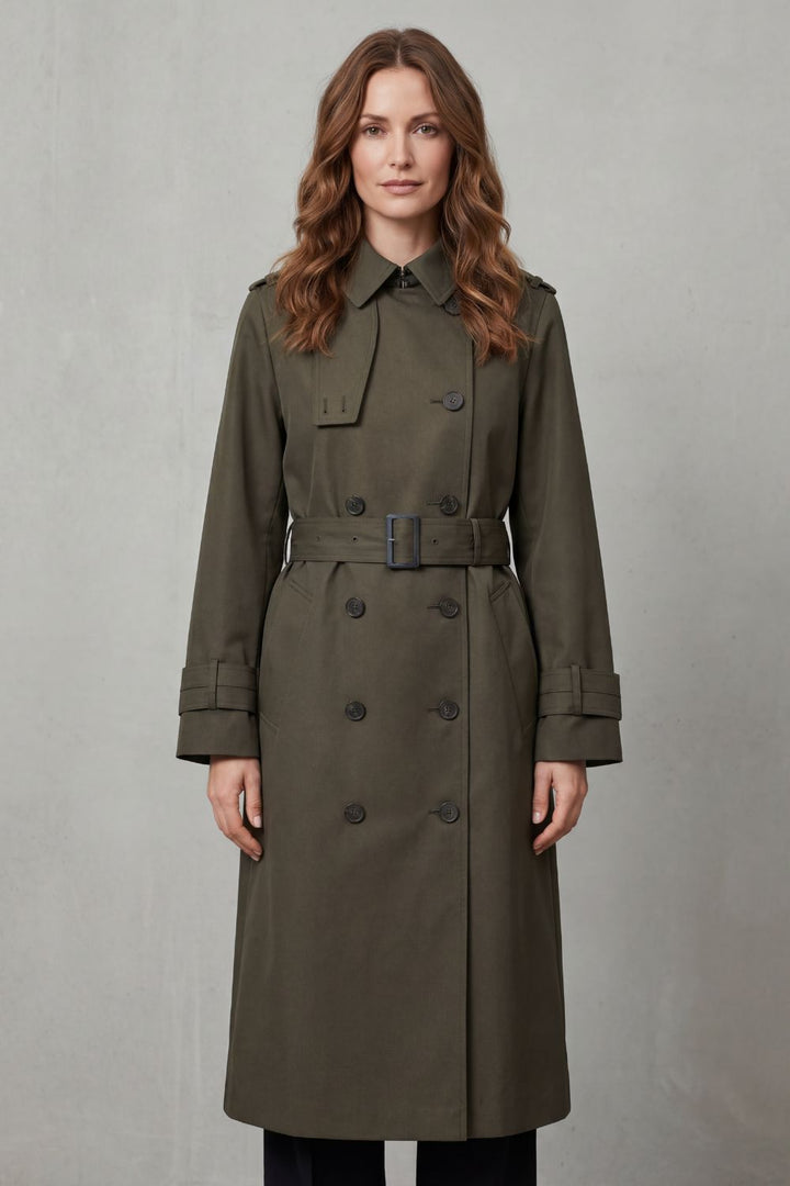Women's Classic Double-Breasted Trench Coat in Neutral Tones