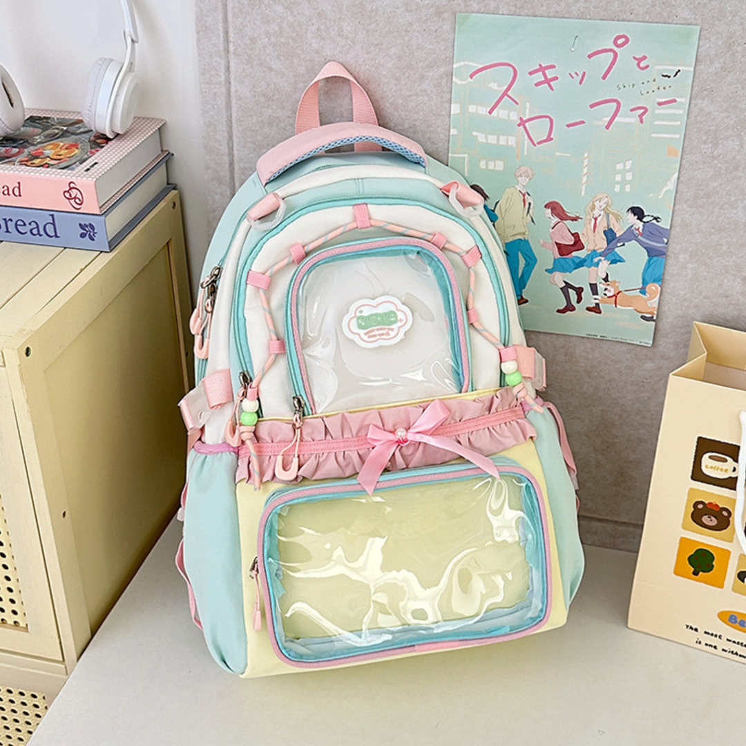 Clear View Casual Backpack - Women's Semi-Transparent PVC Shoulder Bag