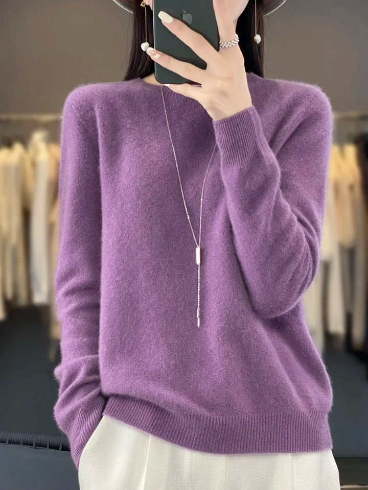 Everyday Elegance Round Neck Knit Sweater for Women