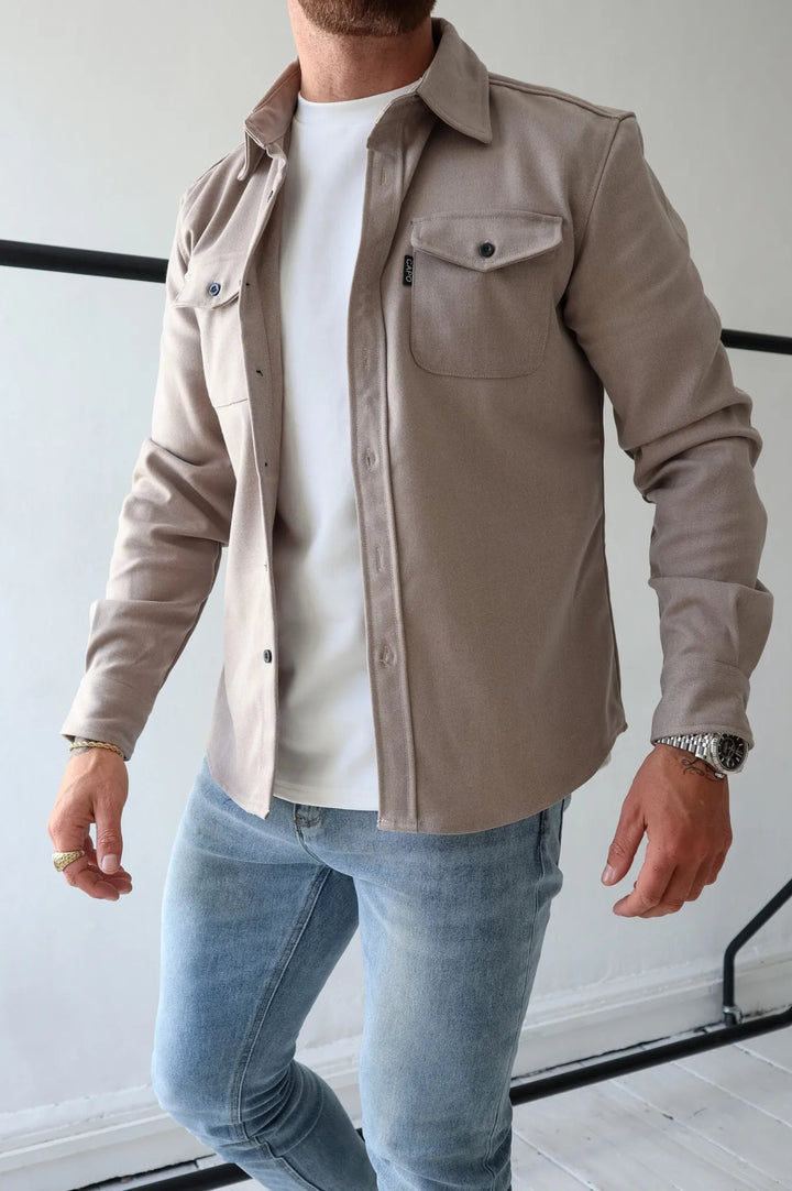 Men's Overshirt Jacket with Chest Pockets - Spring Autumn Casual Lightweight