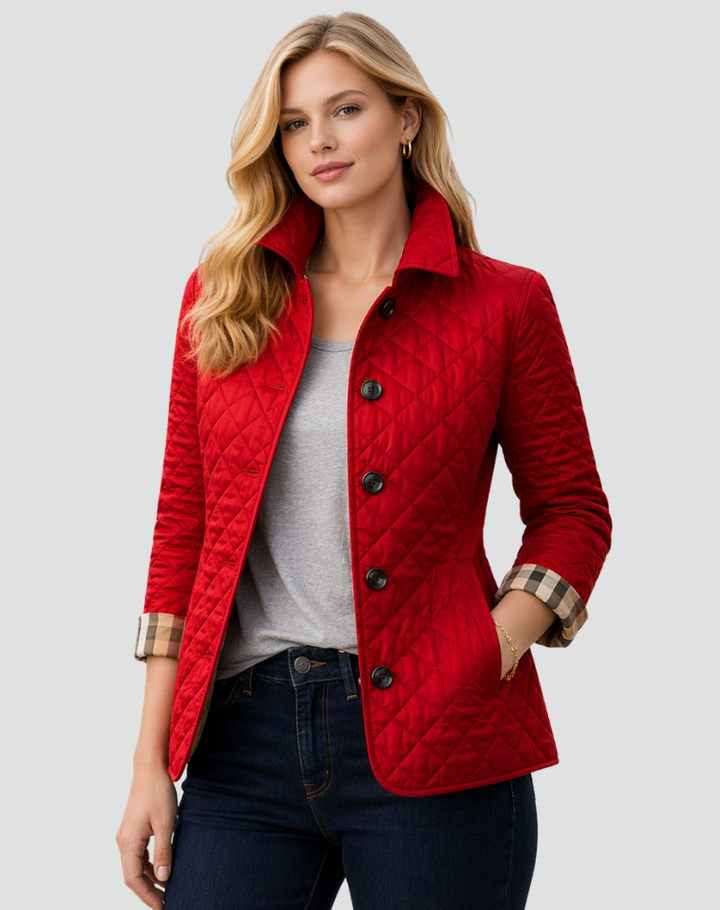 Mid-Season Jacket for Women Regular Fit Quilted with Collar and Buttons