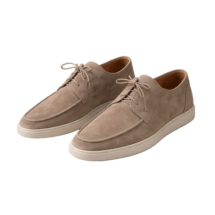 Men's Suede Loafers Regular Fit Leather Lace-Up Closed Toe