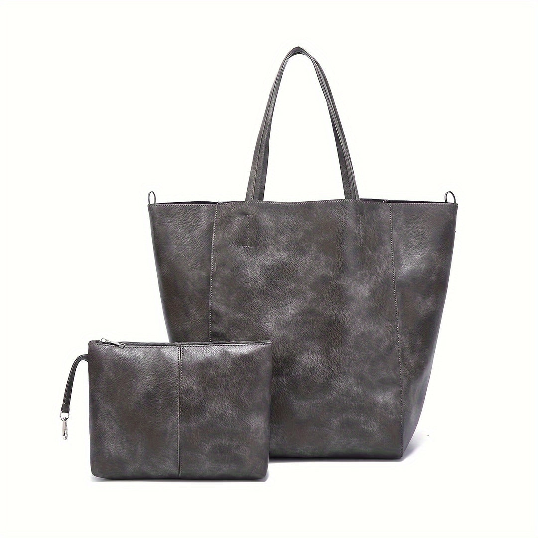 Haven – Large Vegan Cowhide Tote Bag with Pouch