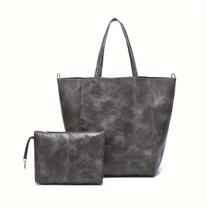 Haven – Large Vegan Cowhide Tote Bag with Pouch