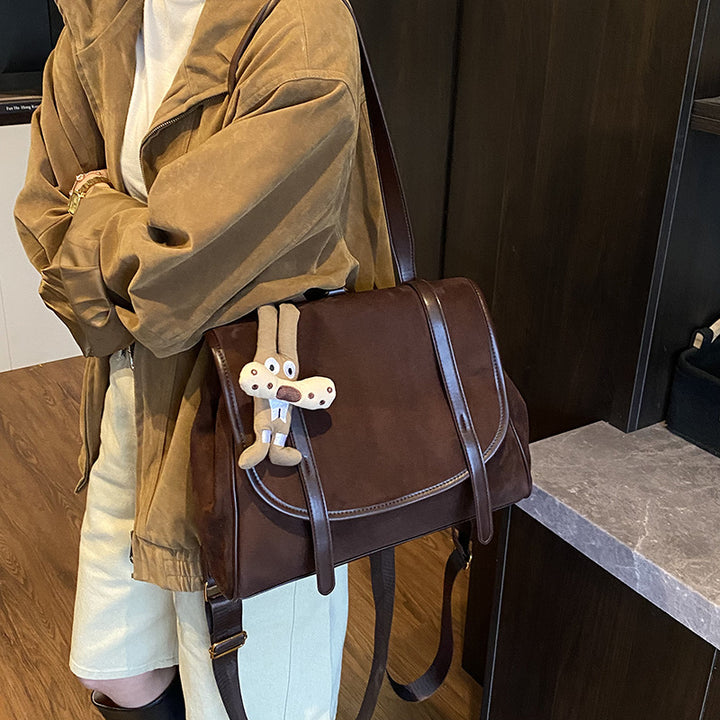 Harlo – Large PU Suede Flap Backpack for Women