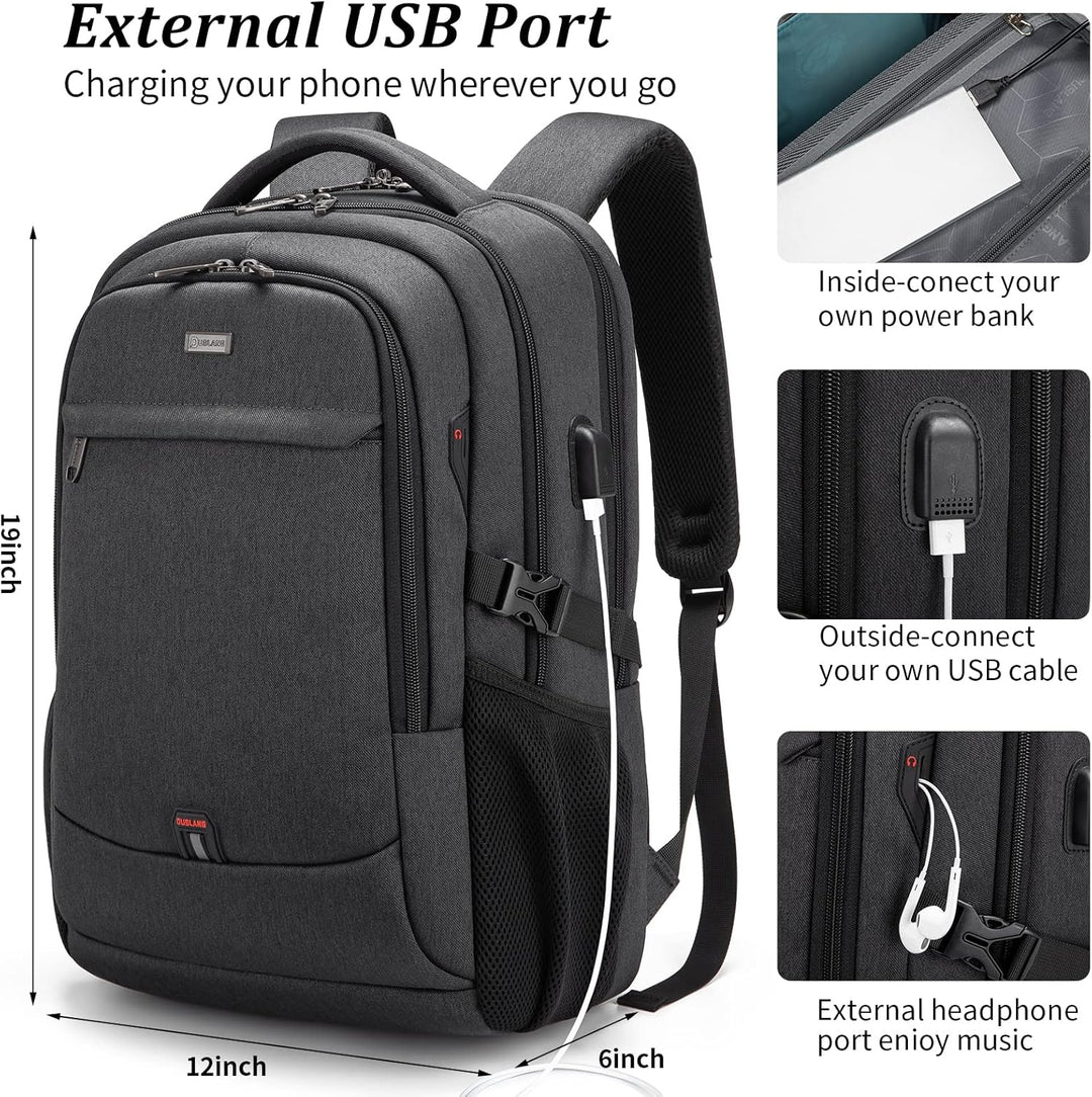 ProTravel Laptop Backpack with USB Port & Water-Resistant Storage