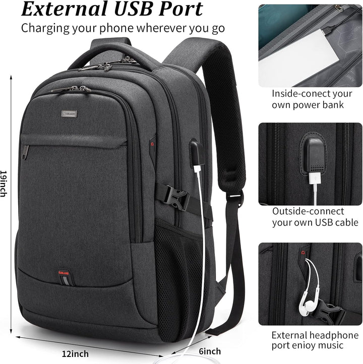 ProTravel Laptop Backpack with USB Port & Water-Resistant Storage