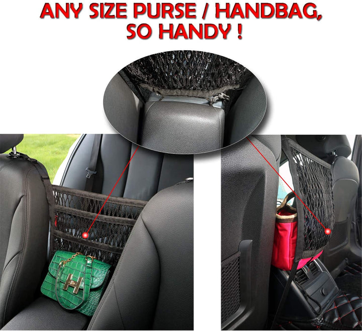 Dual-Pocket Car Seat Storage Organizer with Mesh Design