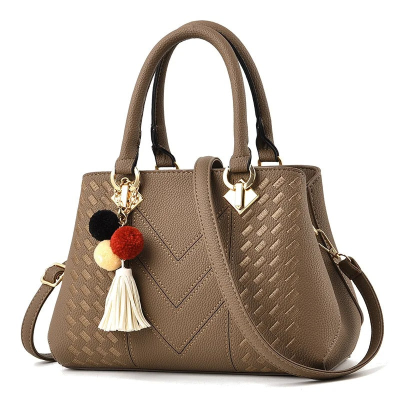Talia – Quilted Top Handle Bag, Vegan Cowhide Shoulder Bag